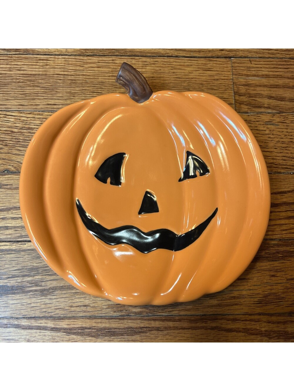 Pottery Barn Pumpkin Jack-O-Lantern Dessert Plate Dish Ceramic Halloween 7.5" L